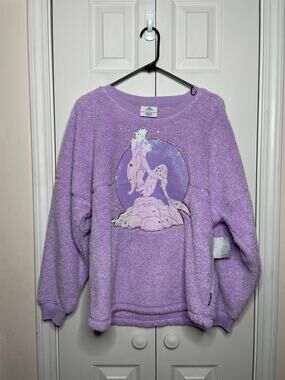NEW Disney The Little Mermaid Ariel Purple Fuzzy Spirit Jersey Top Size Small